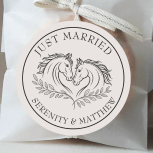 Elegante Just Married Rustic Country Wedding Runder Aufkleber
