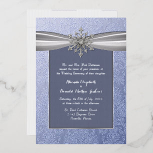 Elegante, juwelenbesetzte Schneeflocken-Hochzeit Folieneinladung