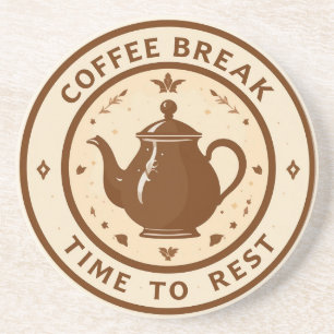 Elegante Kaffeepause Teekanne Illustration Getränkeuntersetzer