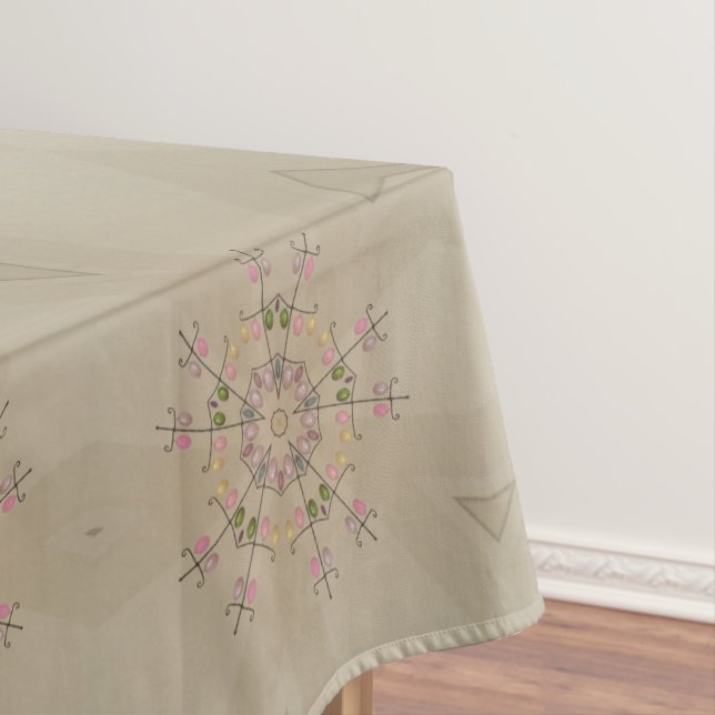 Elegante Kaleidoskopische Blume Design Pastel Tischdecke (Beispiel)