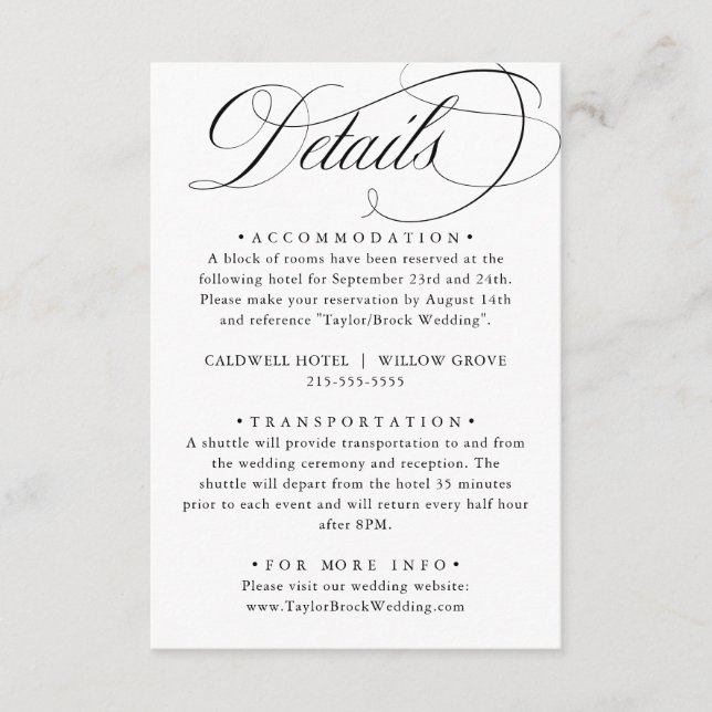 Elegante Kalligrafie American Style Handwriting Begleitkarte (Vorderseite)