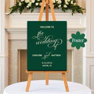 Elegante Kalligrafie Aquamarin Wedding Willkommen Poster