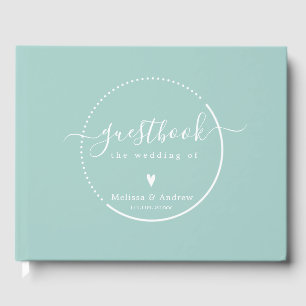 Elegante Kalligrafie - Aquamarine Grüne Hochzeit Gästebuch