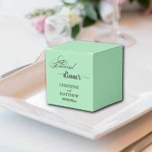 Elegante Kalligrafie Aquamarine Probe Abendessen Geschenkschachtel