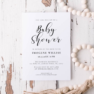 Elegante Kalligrafie-Baby-Party Einladung