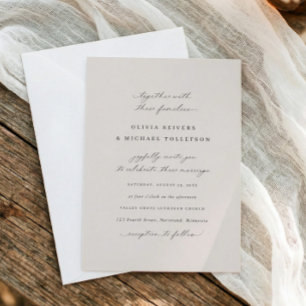 Elegante Kalligrafie Beige Traditionelle Hochzeit Einladung