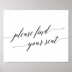 Elegante Kalligrafie Bitte finden Sie Ihr Sitzplat Poster