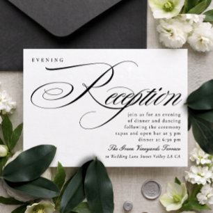 Elegante Kalligrafie Black-Tie-Hochzeitsempfang Einladung