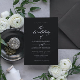 Elegante Kalligrafie Black & White Wedding Einladung
