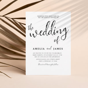 Elegante Kalligrafie Black & White Wedding Einladung