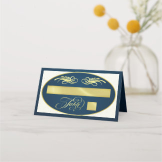 Elegante Kalligrafie - Blau/Gold Platzkarte