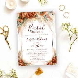 Elegante Kalligrafie Blumen Boho Brautparty Einladung