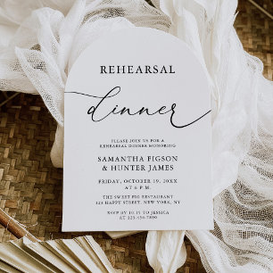 Elegante Kalligrafie-Bogen-Hochzeitsprobe-Dinner Einladung