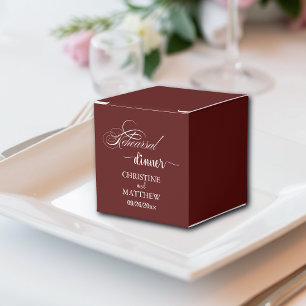 Elegante Kalligrafie Burgunder Probedinner Geschenkschachtel