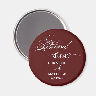 Elegante Kalligrafie Burgunder Probedinner Magnet
