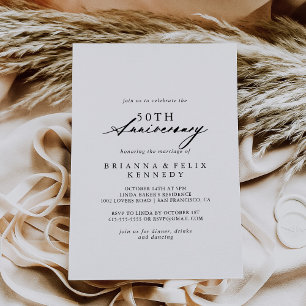 Elegante Kalligrafie Chic 50. Hochzeitstag  Einladung