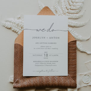 Elegante Kalligrafie Chic Grau Wir Machen Hochzeit Einladung