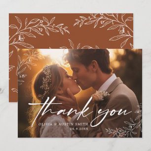 Elegante Kalligrafie Custom Foto Wedding Dankeskarte