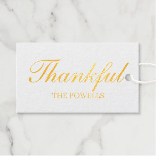 Elegante Kalligrafie Dankbar Gold Geschenkanhänger