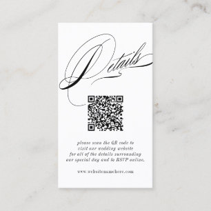 Elegante Kalligrafie-Details-QR-Code Visitenkarte
