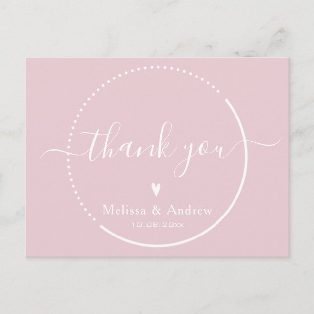 Elegante Kalligrafie - Dusty Pink Wedding Vielen D Postkarte (Vorderseite)