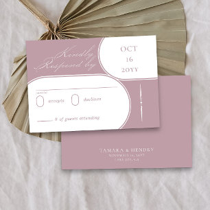 Elegante Kalligrafie Dusty Rose Pink Wedding RSVP Karte