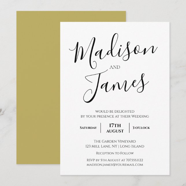 Elegante Kalligrafie Einfach Minimalistisch modern Einladung (Vorne/Hinten)