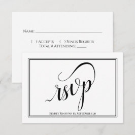 Elegante Kalligrafie Einfache Schwarz-Weiß-Hochzei RSVP Karte