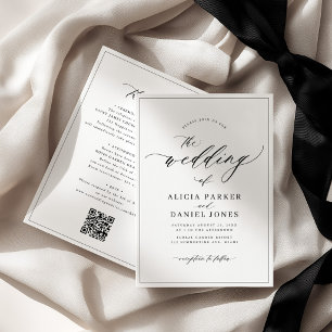 Elegante Kalligrafie einfache schwarze und weiße H Einladung