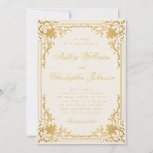 Elegante Kalligrafie Elfenbein und Gold Vintage Ho