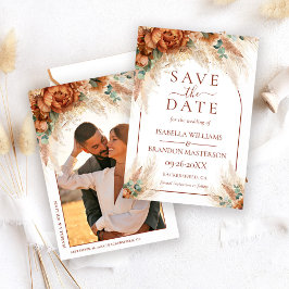 Elegante Kalligrafie Florale Boho Foto Hochzeit Save The Date