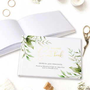Elegante Kalligrafie Florale Eukalyptus Hochzeit Gästebuch