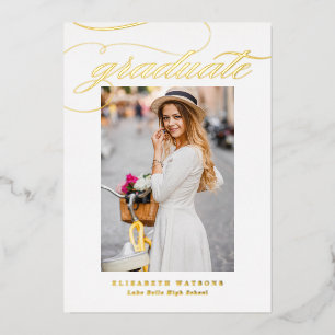 Elegante Kalligrafie-Foto-Abschluss Gold  Folieneinladung