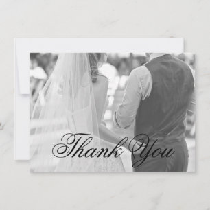 Elegante Kalligrafie-Foto formelle Hochzeit Dankeskarte