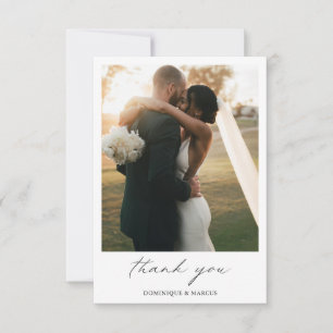 Elegante Kalligrafie-Foto-Moderne Hochzeit Dankeskarte