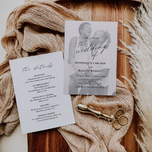 Elegante Kalligrafie-Foto-Moderne Hochzeit Einladung