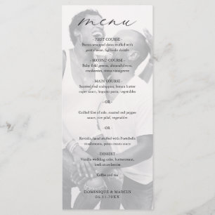 Elegante Kalligrafie-Foto-Moderne Hochzeit Menükarte