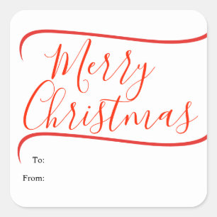 Elegante Kalligrafie Frohe Weihnachten Geschenk Quadratischer Aufkleber