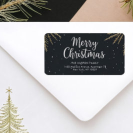 Elegante Kalligrafie Frohe Weihnachten Rücksendead Adressaufkleber