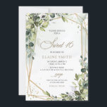 Elegante Kalligrafie Grüne Eukalyptus Sweet 16 Einladung<br><div class="desc">Elegante Kalligrafie Grüne Eukalyptus Sweet 16 Einladung</div>