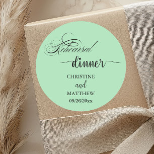 Elegante Kalligrafie Hell Türkis Probeessen Runder Aufkleber