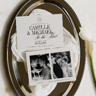 Elegante Kalligrafie-Hochzeit 2 Fotos Hochzeits-Ei Einladung