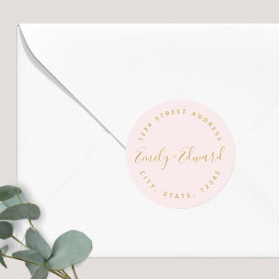 Elegante Kalligrafie-Hochzeit-Rücksendeadresse Runder Aufkleber