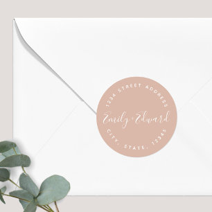 Elegante Kalligrafie-Hochzeit-Rücksendeadresse Runder Aufkleber