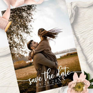 Elegante Kalligrafie Hochzeit Save The Date Foto Postkarte