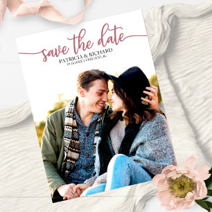 Elegante Kalligrafie Hochzeit Save The Date Foto Postkarte