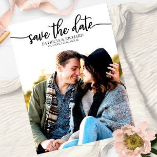 Elegante Kalligrafie Hochzeit Save The Date Foto Postkarte