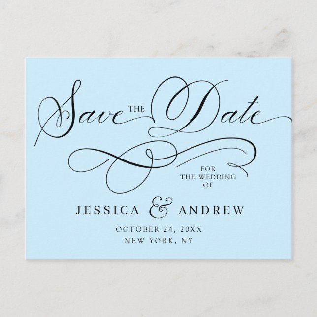 Elegante Kalligrafie Hochzeit Speichern Sie das Da Postkarte (Vorderseite)