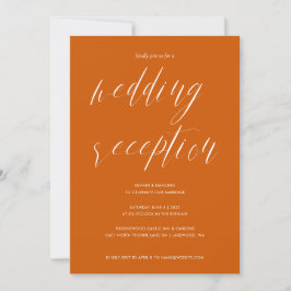 Elegante Kalligrafie Hochzeitempfang Burnt Orange Einladung