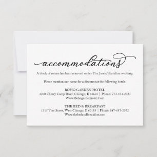 Elegante Kalligrafie-Hochzeits-Hotelunterkünfte RSVP Karte